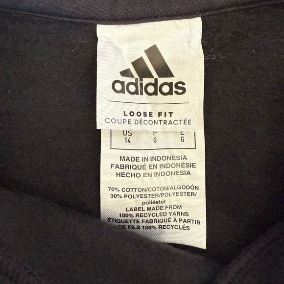 Adidas Girls Size 14 Script Fleece Pullover Hoodie - Picture 5 of 5